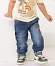 My Milestones 100% Cotton Denim Mild Washed Animals Embroidered Jeans    - Blue
