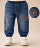 My Milestones 100% Cotton Denim Mild Washed Animals Embroidered Jeans    - Blue
