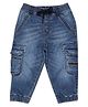 My Milestones 100% Cotton Denim Mild Washed Pocket Detailed Jeans - Blue