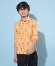 CRIMSOUNE CLUB Full Sleeves Beach Theme Printed Shirt - Mustard