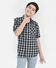 CRIMSOUNE CLUB Half Sleeves Checked Shirt  - Navy