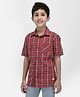 CRIMSOUNE CLUB Half Sleeves Checked Shirt - Red