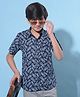 CRIMSOUNE CLUB Cotton Half Sleeves  Pineapple Printed Shirt - Navy
