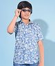 CRIMSOUNE CLUB Cotton Half Sleeves  Floral & Leaves Printed Shirt - Blue