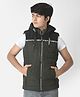 CRIMSOUNE CLUB Sleeveless Text Printed Jacket - Olive