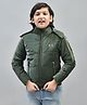 CRIMSOUNE CLUB Full Sleeves Brand Name Patch & Zip Detailed Hooded Jacket - Green