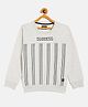 CRIMSOUNE CLUB Full Sleeves Health Is A Key Success Text Printed Striped  Sweatshirt - White