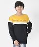 CRIMSOUNE CLUB Cotton Full Sleeves Talent Is Born Text Printed Colour Blocked Sweatshirt - Mustard