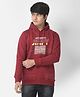 CRIMSOUNE CLUB Full Sleeves Jimpy Text Printed Hooded Sweatshirt - Maroon