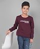 CRIMSOUNE CLUB Cotton Full Sleeves Text Printed Sweatshirt - Wine