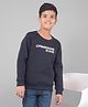 CRIMSOUNE CLUB Cotton Full Sleeves Text Printed Sweatshirt - Navy Blue
