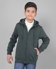 CRIMSOUNE CLUB Cotton Full Sleeves Solid Hooded Sweatshirt - Green