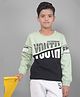 CRIMSOUNE CLUB Cotton Full Sleeves Colour Blocked & Youth Text Printed Sweatshirt - Green
