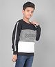 CRIMSOUNE CLUB Cotton Full Sleeves Colour Blocked & Text Printed Sweatshirt - Black