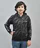 CRIMSOUNE CLUB Cotton Full Sleeves Abstract & Text Printed Hooded Sweatshirt - Navy Blue