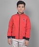 CRIMSOUNE CLUB Full Sleeves Brand Name Embroidered Jacket - Red