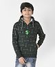 CRIMSOUNE CLUB Full Sleeves Belive In You Text Printed Hooded Sweatshirt - Green