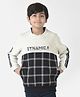 CRIMSOUNE CLUB Full Sleeves Dynamic Text Printed Checked Sweatshirt - Navy