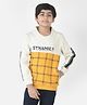 CRIMSOUNE CLUB Full Sleeves Dynamic Text Printed Checked Sweatshirt - Mustard