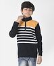 CRIMSOUNE CLUB Cotton Full Sleeves Striped & Colour Blocked Sweatshirt - Mustard Yellow