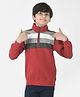 CRIMSOUNE CLUB Cotton Full Sleeves Colour Blocked Sweatshirt - Red