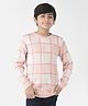 CRIMSOUNE CLUB Full Sleeves Checked Design Sweater - Pink