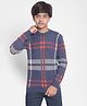 CRIMSOUNE CLUB Full Sleeves Checked Sweater - Navy