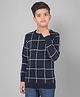 CRIMSOUNE CLUB Full Sleeves Checked Sweater - Navy