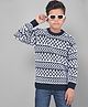CRIMSOUNE CLUB Full Sleeves Abstract Designed  Sweater - Navy