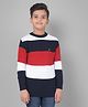 CRIMSOUNE CLUB Full Sleeves Colour Blocked Sweater - Red
