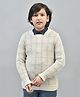 CRIMSOUNE CLUB Full Sleeves Checked Motif Design Sweater - Beige