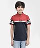 CRIMSOUNE CLUB Half Sleeves Colour Block & Text Printed Tee - Red