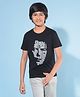 CRIMSOUNE CLUB Half Sleeves Face Design Typography Printed Tee - Black