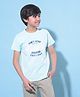 CRIMSOUNE CLUB Cotton Half Sleeves Don't Stop Text Printed Tee - Blue