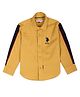 US Polo Assn Cotton Full Sleeves Solid Shirt with Logo Print - Mustard