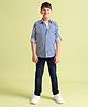 US Polo Assn Cotton Knit Full Sleeves Striped Shirt with Logo Print - Navy Blue