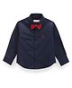 US Polo Assn Cotton Full Sleeves Solid Party Shirt with Attached Bow  - Navy