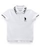 US Polo Assn Cotton Knit Half Sleeves Polo T-Shirt with Logo Print - White