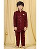 AJ Dezines Full Sleeves Motif Embroidered Velvet Sherwani Set - Maroon