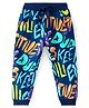 Babyhug Terry Cotton Knit Full Length Lounge Pant with Text Print - Navy Blue