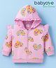 Babyoye 100% Cotton Knit Full Sleeves Sweatshirt With Floral Hearts Print - Pink