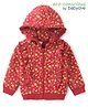 Babyoye 100% Cotton Full Sleeves Hooded SweatJacket with Frill Detailing & Floral Print - Dark Red