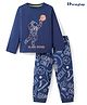 Honeyhap Premium 100% Cotton Knit Full Sleeves Night Suit With Astronaut Print - Navy