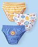 Babyhug Single Jersey Cotton Knit Briefs With Stripes & Lion Print Pack Of 3 - Blue White & Yellow