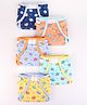 Babyhug Interlock Dyed Velcro Cloth Nappies Solar Printed Small Pack of 5 - Multicolor