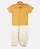 THANGAMAGAN Half Sleeves Solid Shirt & Dhoti Set - Golden