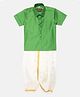 THANGAMAGAN Half Sleeves Solid Shirt & Dhoti Set -  Parrot Green