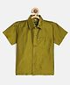 THANGAMAGAN Viscose Half Sleeves Soild Without Lining Shirt - Olive