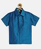 THANGAMAGAN Viscose Half Sleeves Soild Without Lining Shirt - Blue