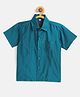 THANGAMAGAN Viscose Half Sleeves Soild Without Lining Shirt - Teal